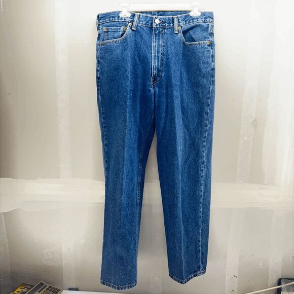 Levis Men's 550 Relaxed Fit 36x32 Dark Wash Blue Denim Jeans Faded - Picture 6 of 8